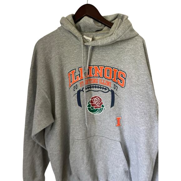 Gildan Fighting Illini Illinois Rose Bowl Hoodie 2007 hooded sweatshirt size XL - Picture 2 of 4